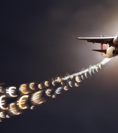 Avião a deixar um rasto de €. Poupança em viagem